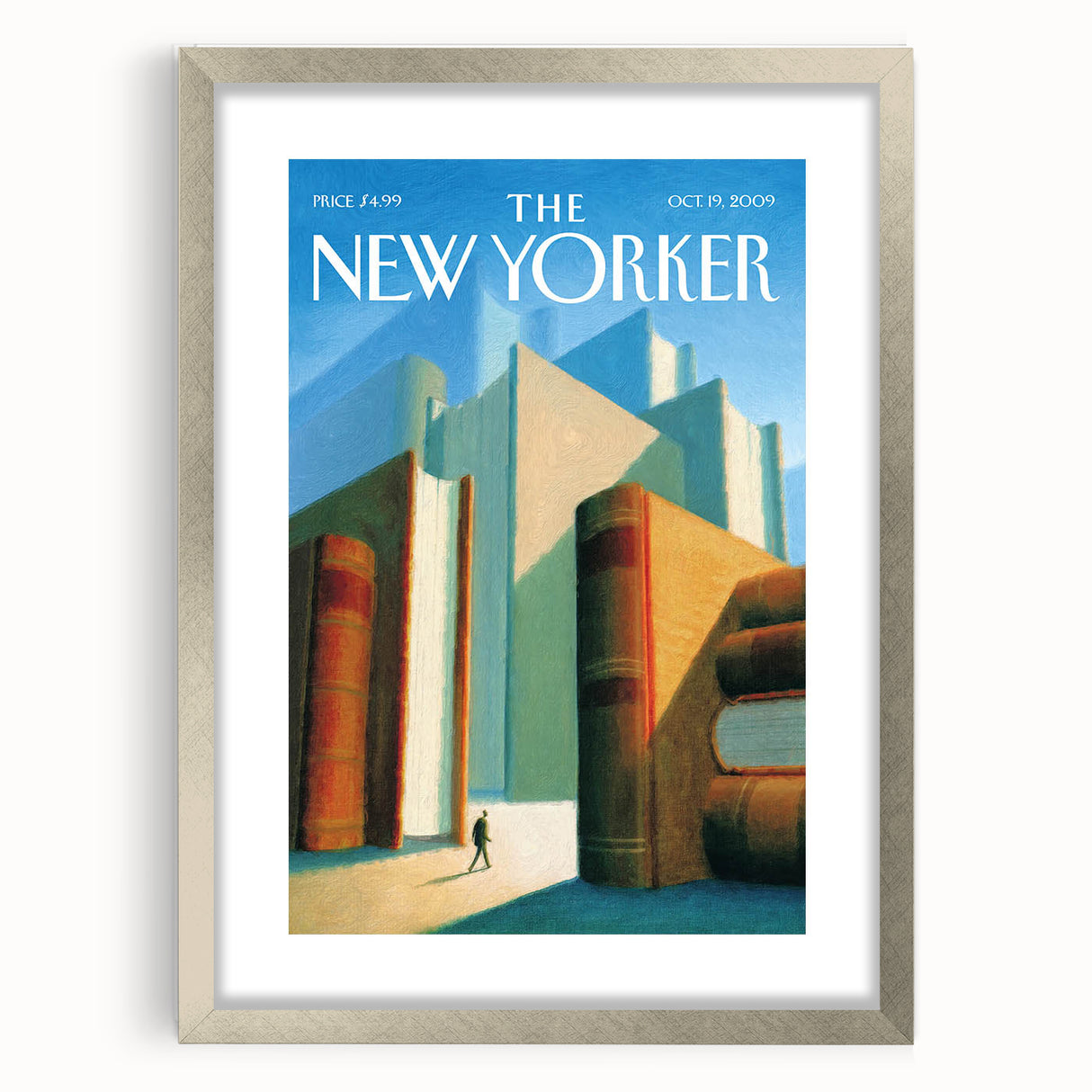 Vintage New Yorker Poster – Giant Books and Figure Art Print