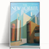Vintage New Yorker Poster – Giant Books and Figure Art Print