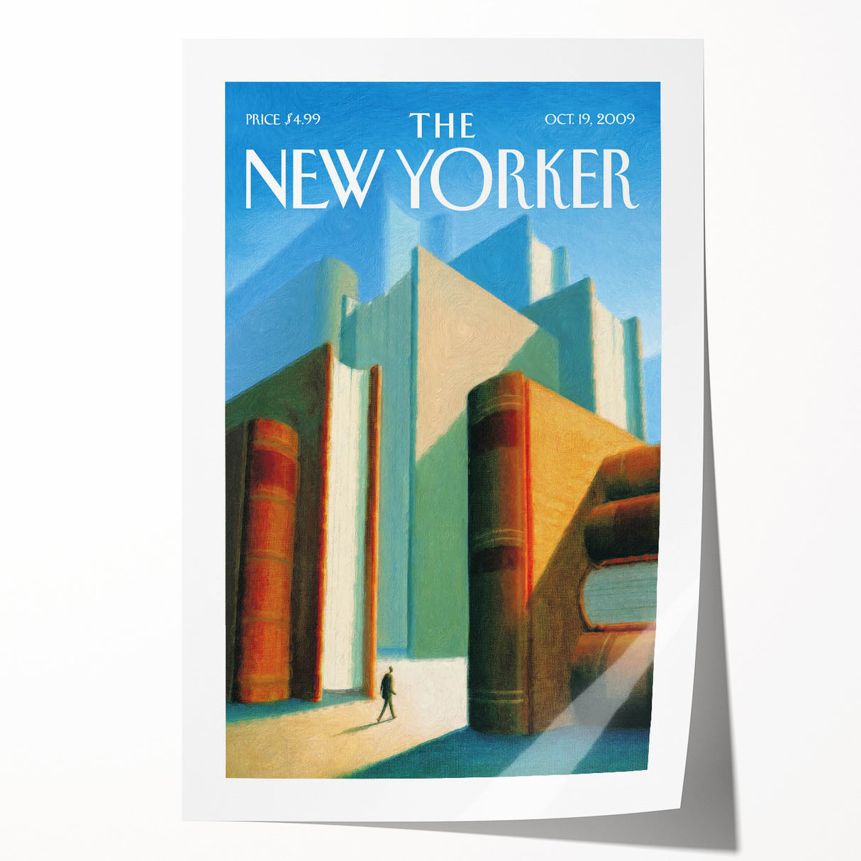 Vintage New Yorker Poster – Giant Books and Figure Art Print