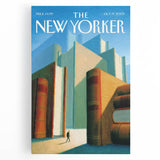 Vintage New Yorker Poster – Giant Books and Figure Art Print