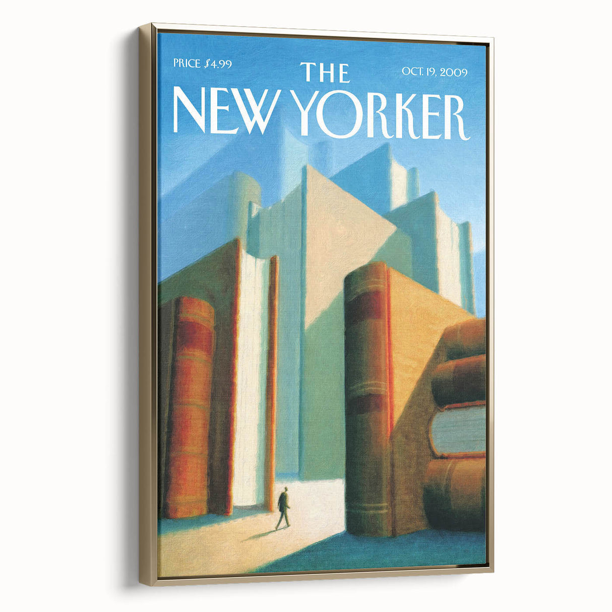 Vintage New Yorker Poster – Giant Books and Figure Art Print