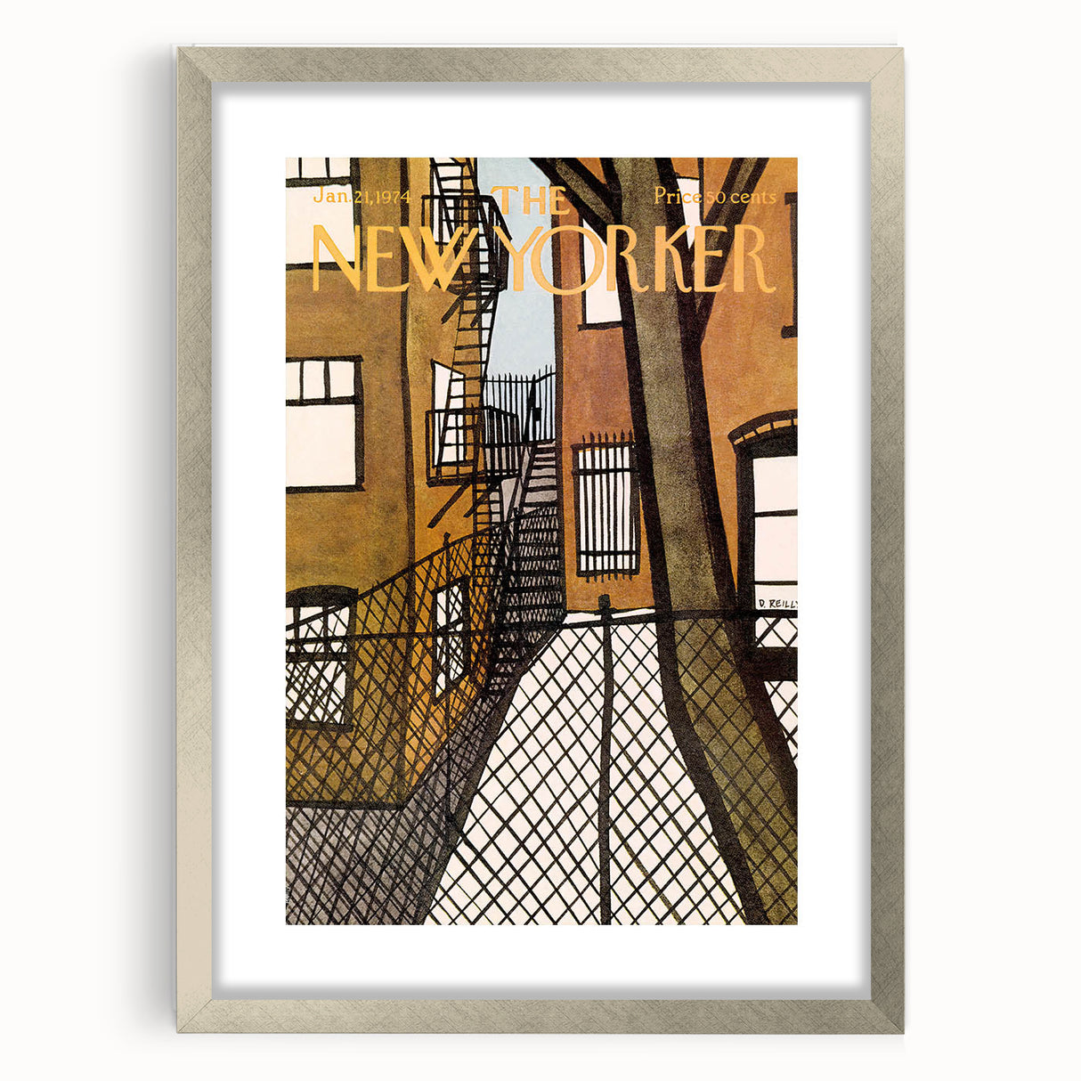 Vintage New Yorker Poster – Urban Fire Escape Alley Art Print