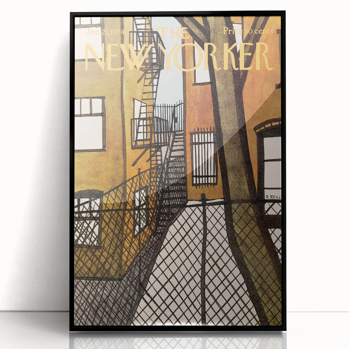 Vintage New Yorker Poster – Urban Fire Escape Alley Art Print