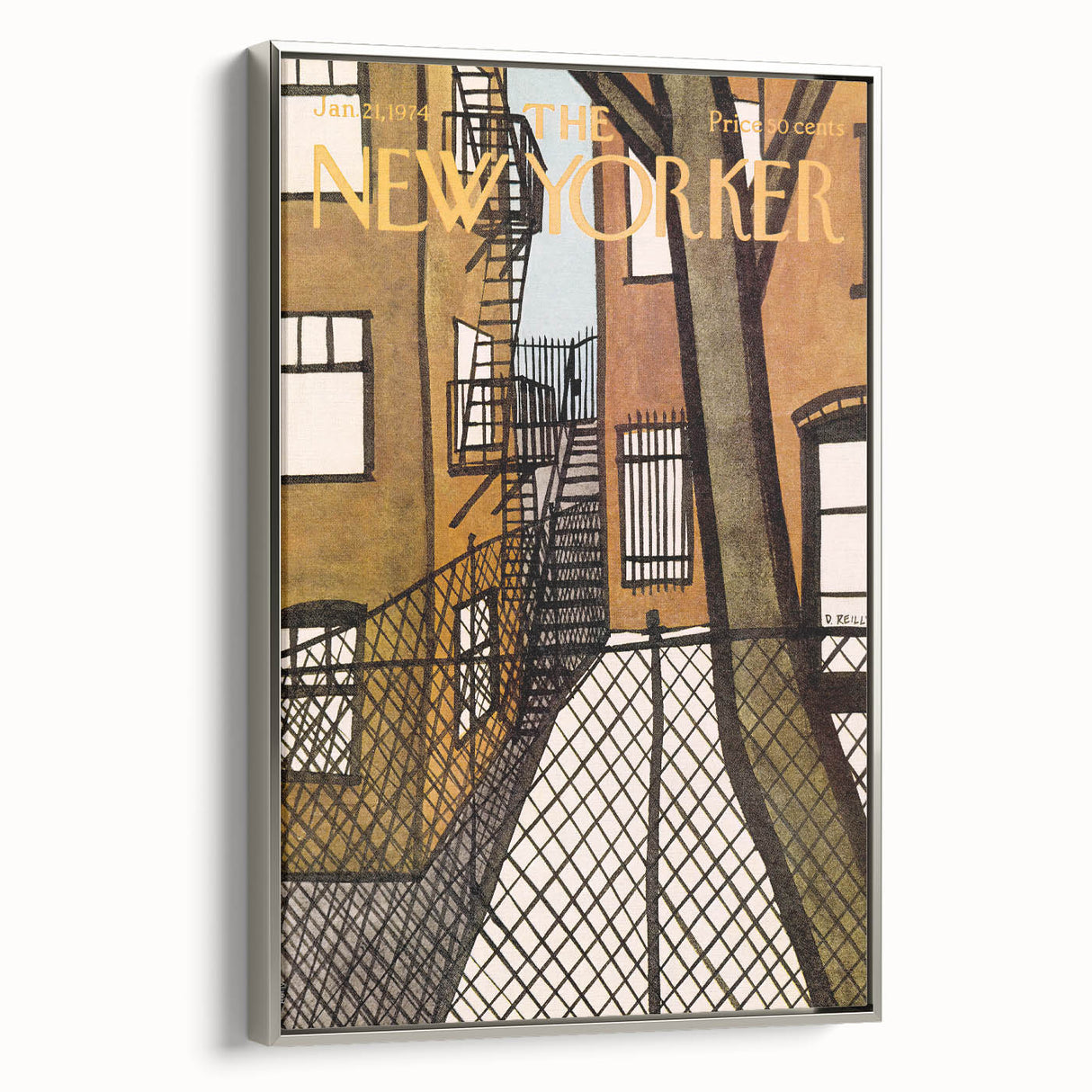 Vintage New Yorker Poster – Urban Fire Escape Alley Art Print