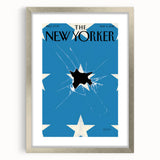 Vintage New Yorker Poster – Broken Star and Blue Background Art Print