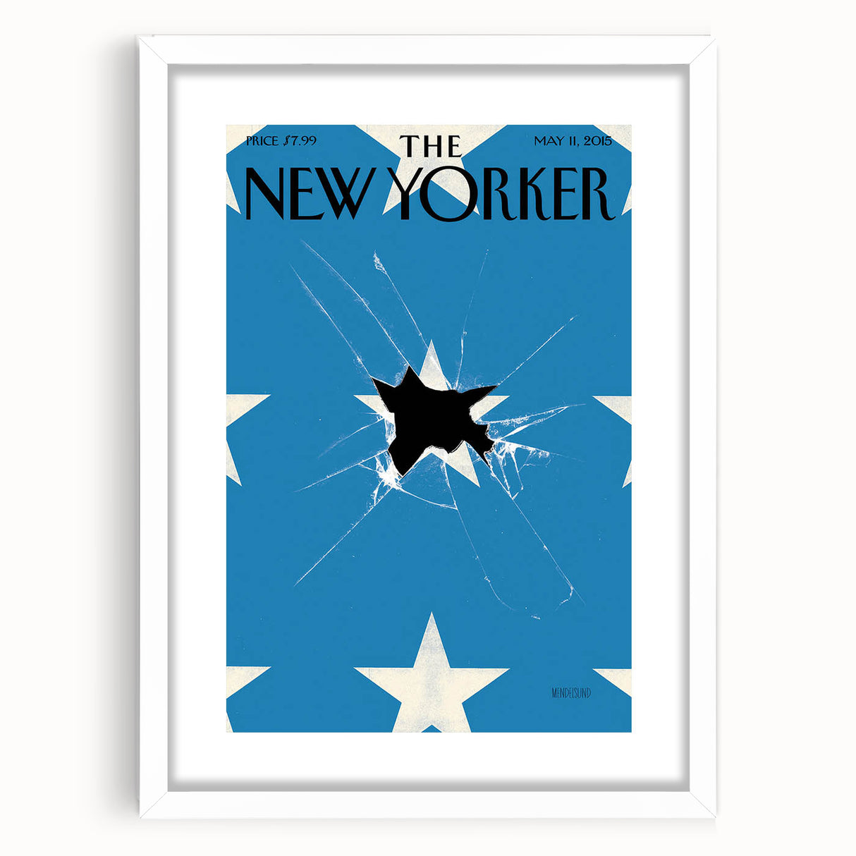 Vintage New Yorker Poster – Broken Star and Blue Background Art Print