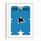 Vintage New Yorker Poster – Broken Star and Blue Background Art Print