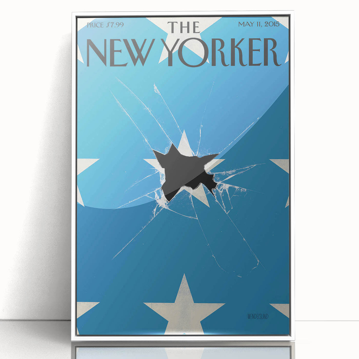 Vintage New Yorker Poster – Broken Star and Blue Background Art Print