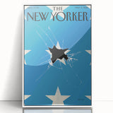 Vintage New Yorker Poster – Broken Star and Blue Background Art Print