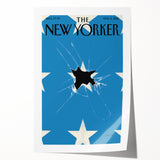 Vintage New Yorker Poster – Broken Star and Blue Background Art Print