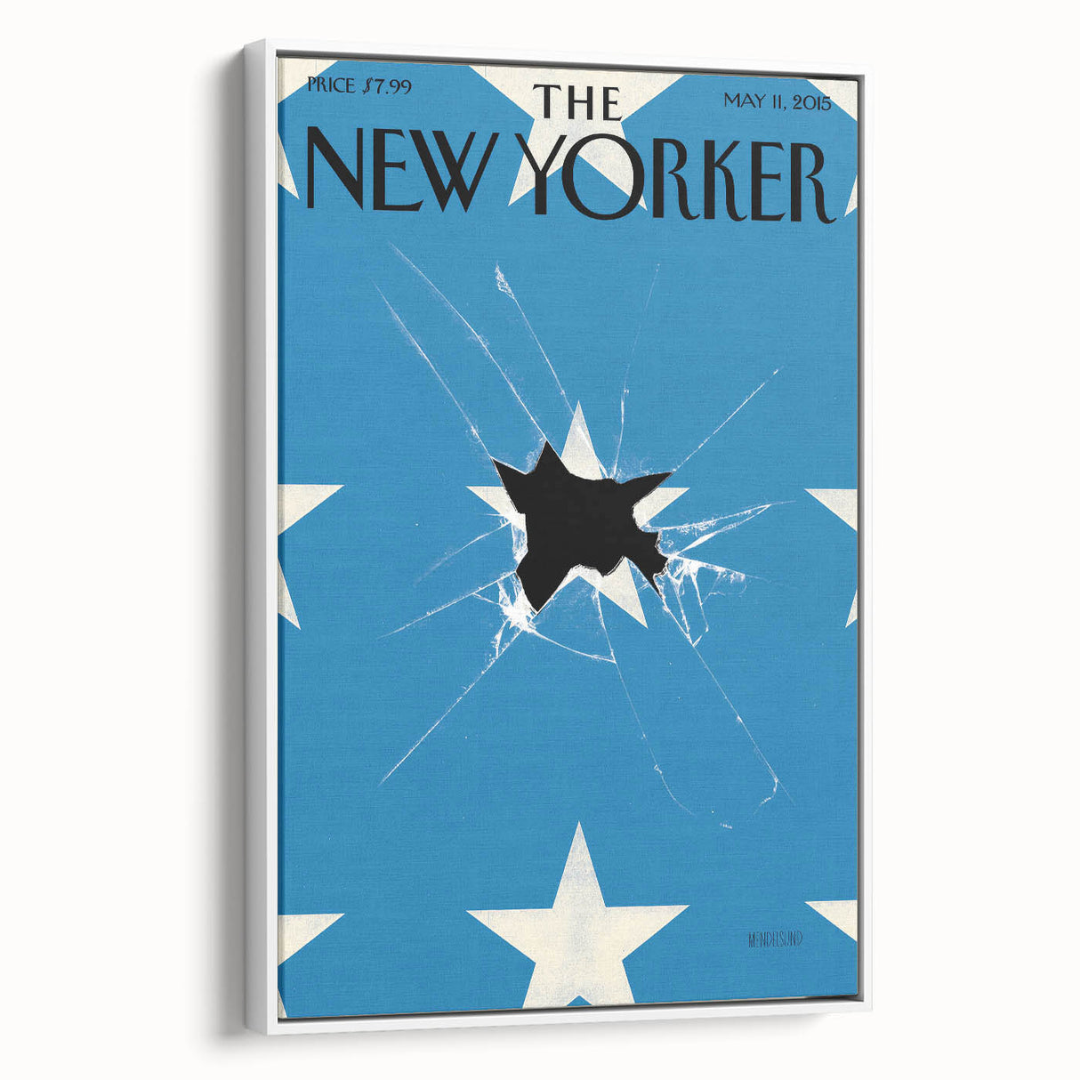 Vintage New Yorker Poster – Broken Star and Blue Background Art Print