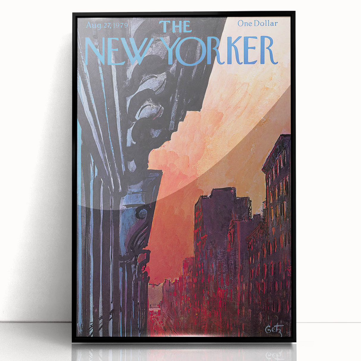 Vintage New Yorker Poster – Sunset Over New York City Art Print