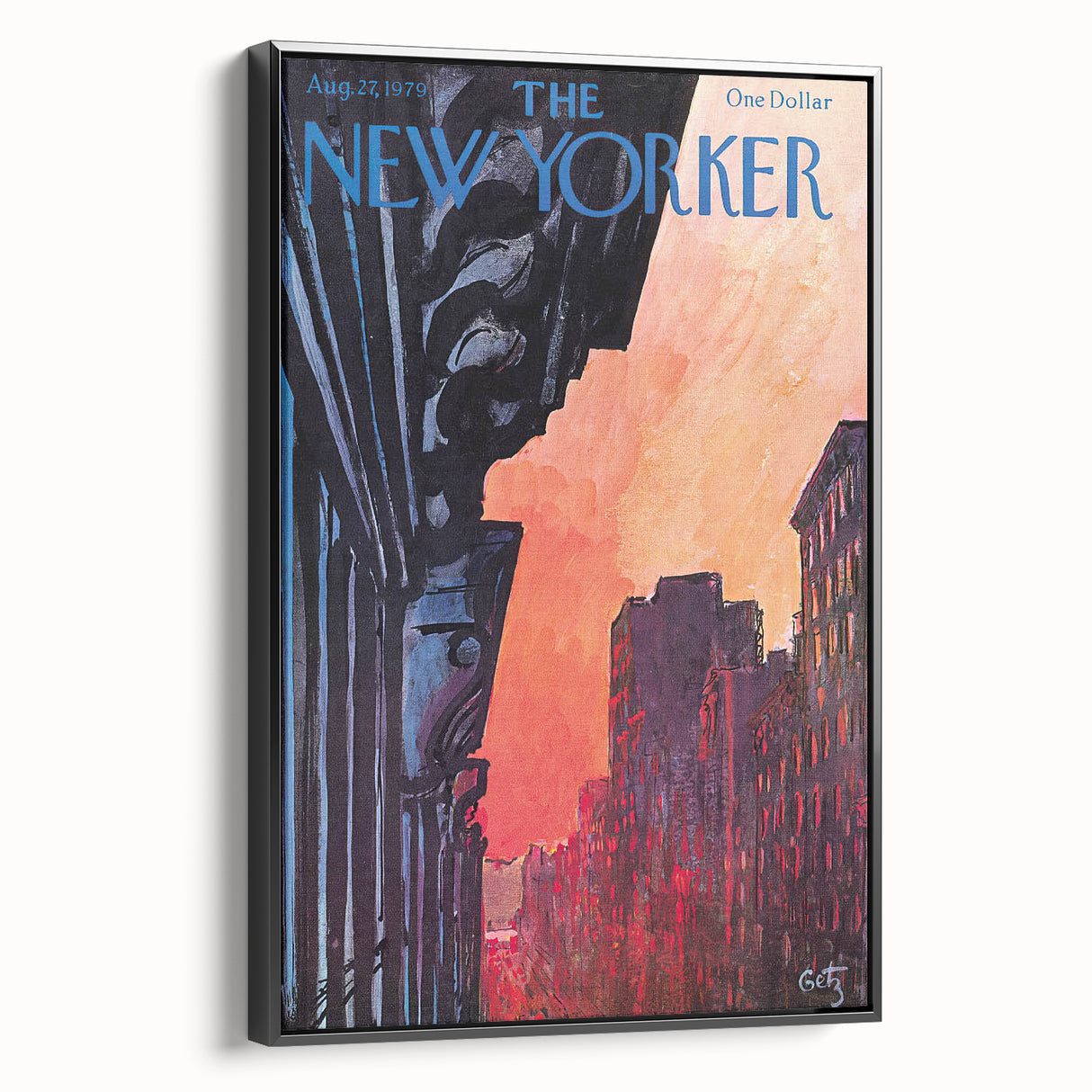 Vintage New Yorker Poster – Sunset Over New York City Art Print