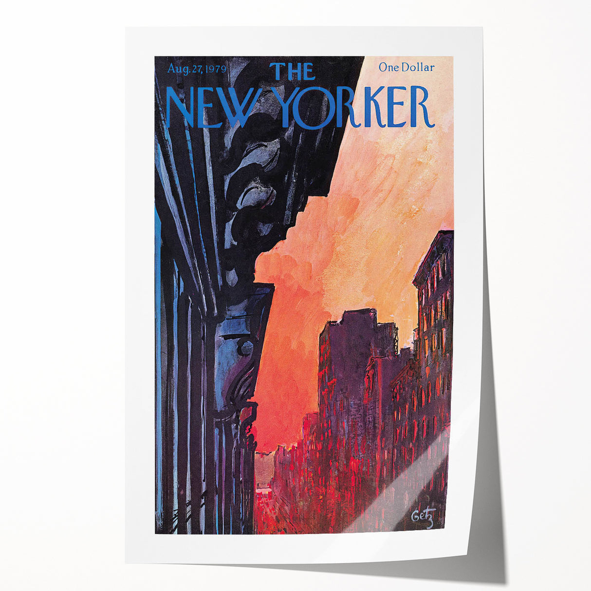 Vintage New Yorker Poster – Sunset Over New York City Art Print