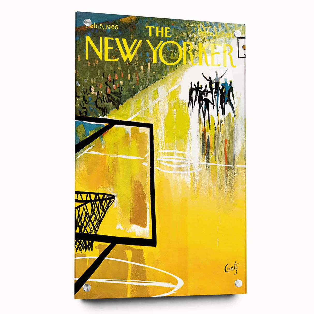 Vintage New Yorker Poster – Basketball Game Action Art Print