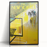 Vintage New Yorker Poster – Basketball Game Action Art Print