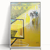 Vintage New Yorker Poster – Basketball Game Action Art Print