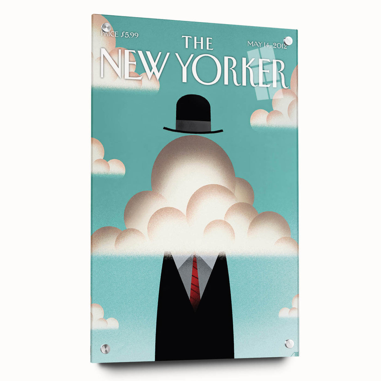 Vintage New Yorker Poster – Surreal Man in the Clouds Art Print
