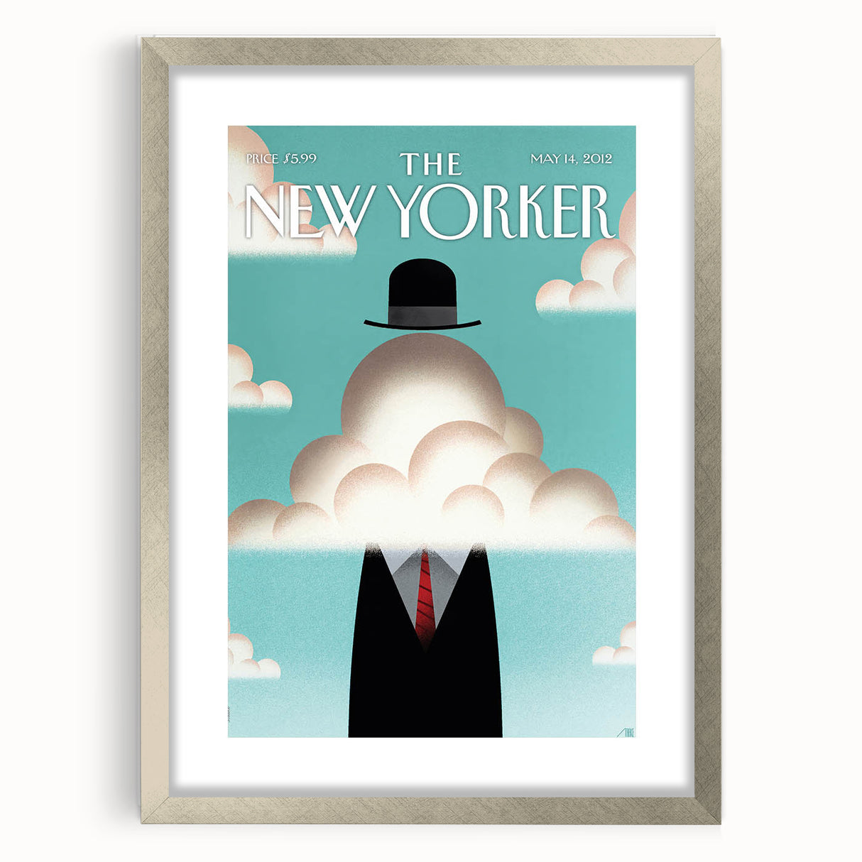 Vintage New Yorker Poster – Surreal Man in the Clouds Art Print