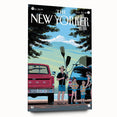Vintage New Yorker Poster – Family Canoeing Adventure Art Print