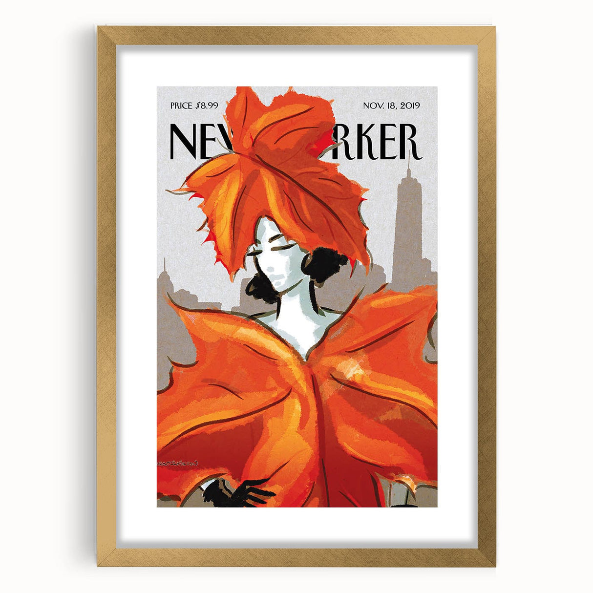 Vintage New Yorker Poster – Fashionable Leaf Dress Art Print