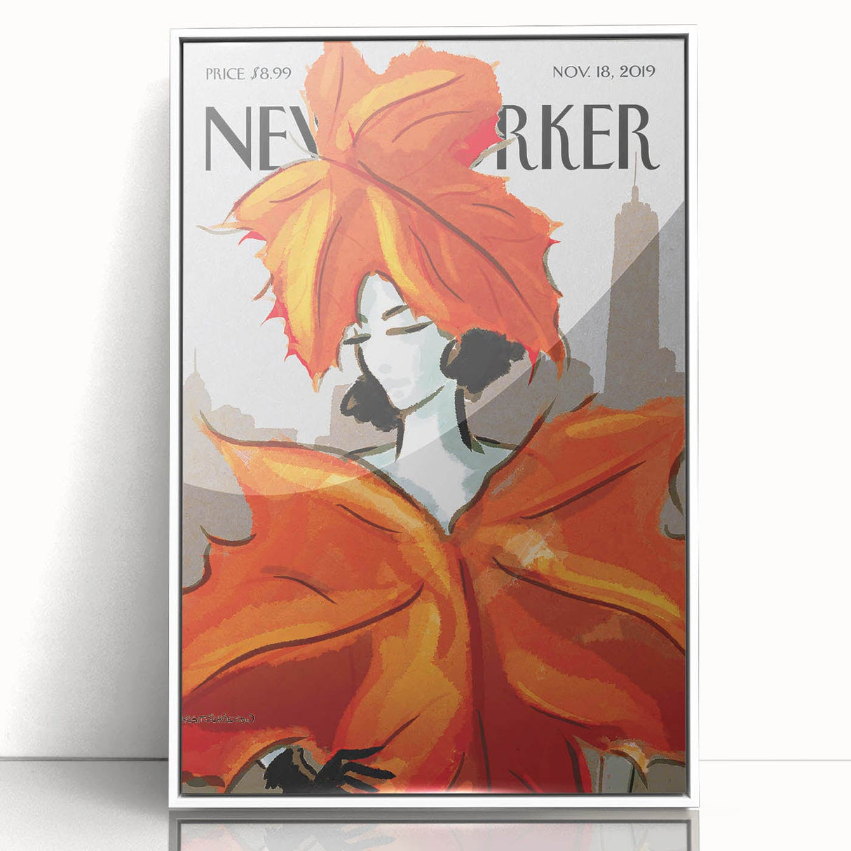 Vintage New Yorker Poster – Fashionable Leaf Dress Art Print