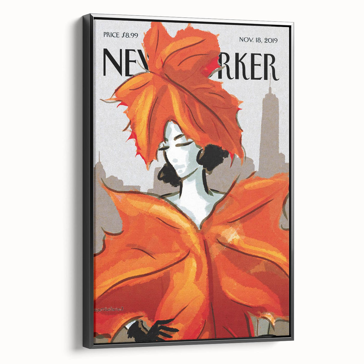 Vintage New Yorker Poster – Fashionable Leaf Dress Art Print