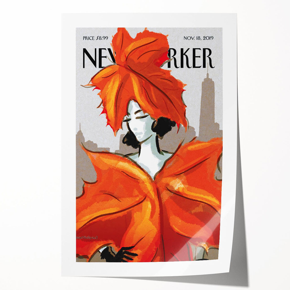 Vintage New Yorker Poster – Fashionable Leaf Dress Art Print