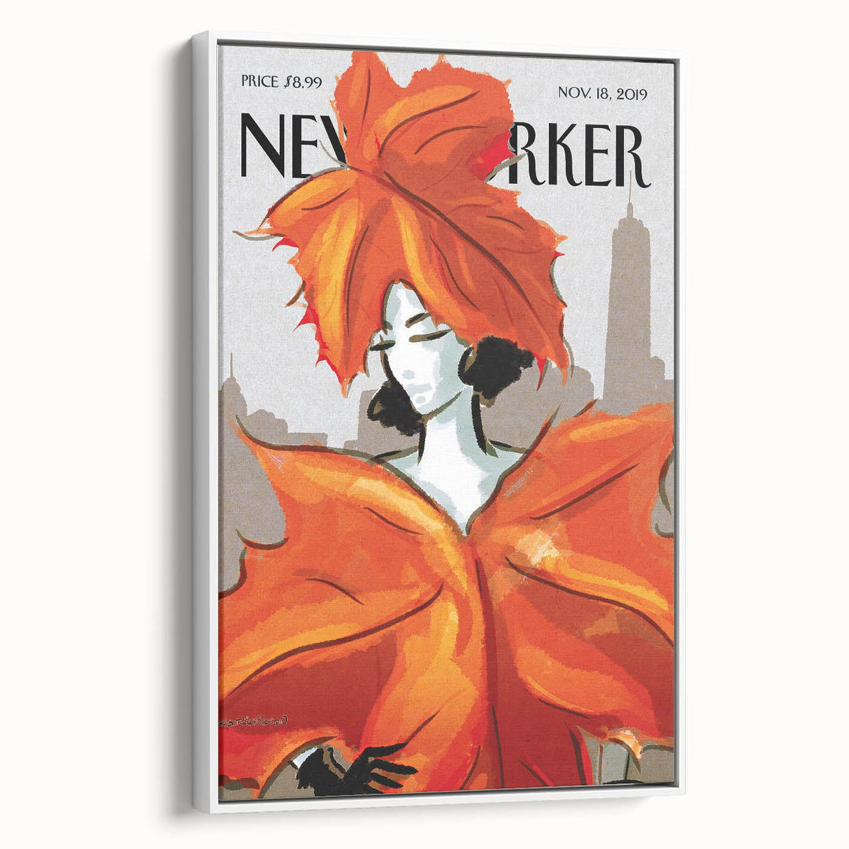 Vintage New Yorker Poster – Fashionable Leaf Dress Art Print