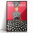 Vintage New Yorker Poster – Polka Dot Dress & Bold Red Background