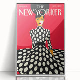 Vintage New Yorker Poster – Polka Dot Dress & Bold Red Background