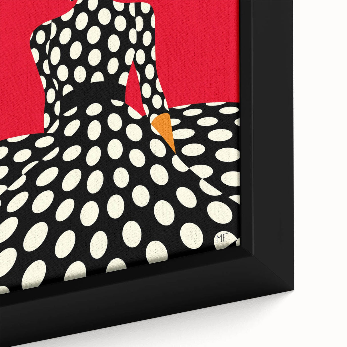 Vintage New Yorker Poster – Polka Dot Dress & Bold Red Background