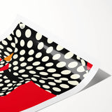Vintage New Yorker Poster – Polka Dot Dress & Bold Red Background