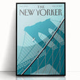 Vintage New Yorker Poster – Surfer and Brooklyn Bridge Art Print