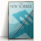 Vintage New Yorker Poster – Surfer and Brooklyn Bridge Art Print