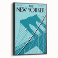 Vintage New Yorker Poster – Surfer and Brooklyn Bridge Art Print