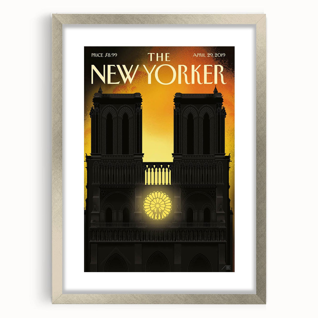 Vintage New Yorker Poster - Notre-Dame Cathedral Night View