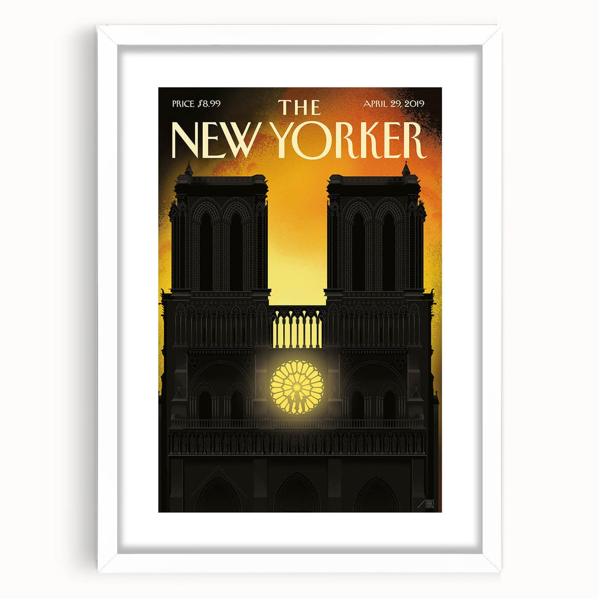 Vintage New Yorker Poster - Notre-Dame Cathedral Night View