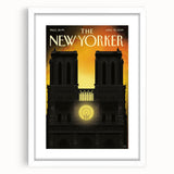 Vintage New Yorker Poster - Notre-Dame Cathedral Night View