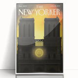 Vintage New Yorker Poster - Notre-Dame Cathedral Night View