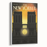 Vintage New Yorker Poster - Notre-Dame Cathedral Night View