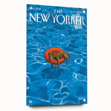 Vintage New Yorker Poster - Relaxing Dog in Pool Float