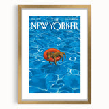 Vintage New Yorker Poster - Relaxing Dog in Pool Float