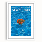 Vintage New Yorker Poster - Relaxing Dog in Pool Float