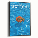 Vintage New Yorker Poster - Relaxing Dog in Pool Float