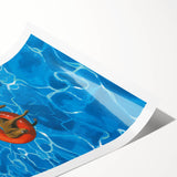 Vintage New Yorker Poster - Relaxing Dog in Pool Float