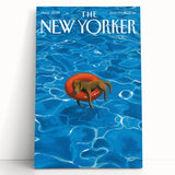 Vintage New Yorker Poster - Relaxing Dog in Pool Float