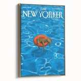 Vintage New Yorker Poster - Relaxing Dog in Pool Float