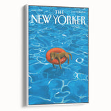 Vintage New Yorker Poster - Relaxing Dog in Pool Float