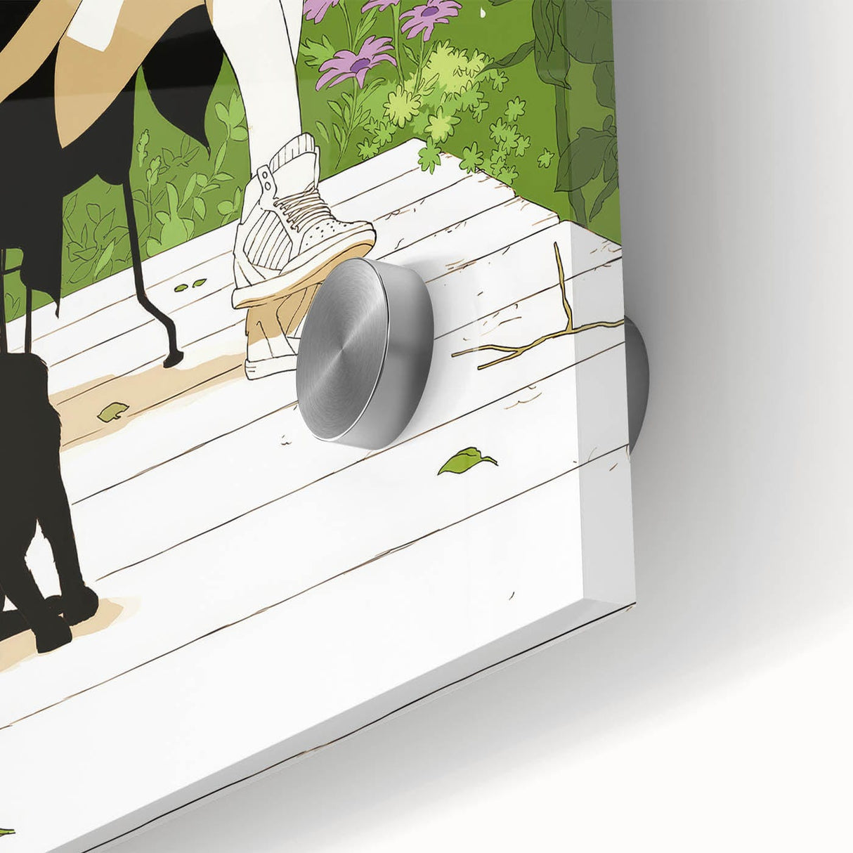 Vintage New Yorker Poster - Woman and Cat in Lush Garden